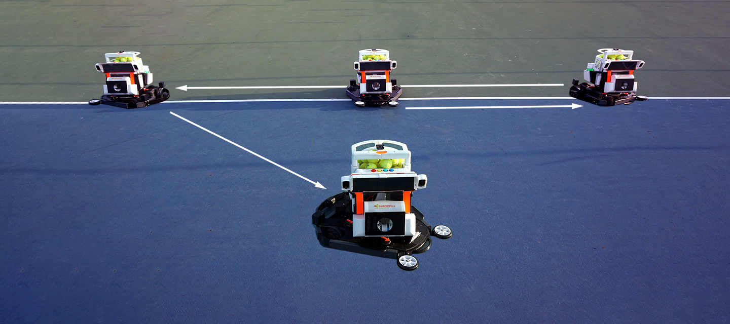 BallBOPPer roving autonomously across a tennis court